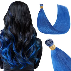 Extensões de cabelo GOO GOO I Tip 18 polegadas 50g 50g Cabelo humano azul