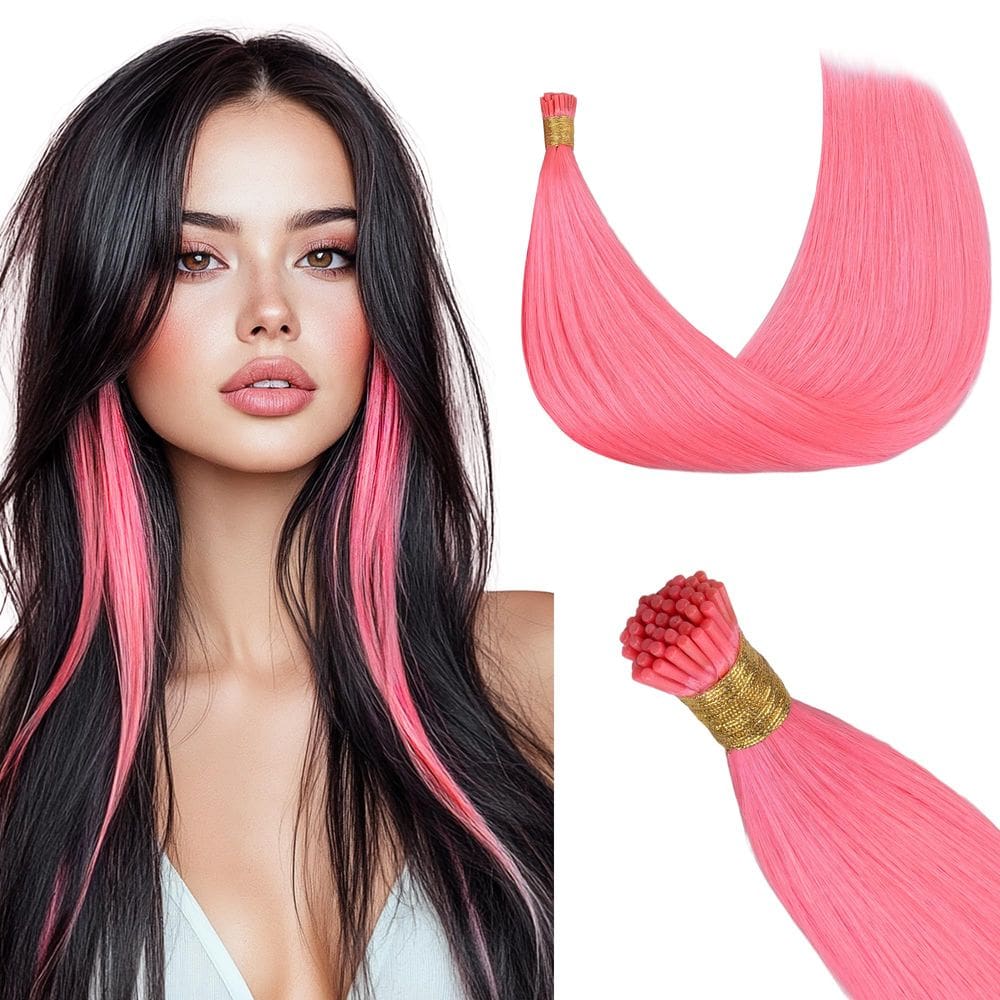 Extensões de cabelo GOO GOO I Tip 18 polegadas 50 g rosa claro