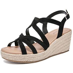 Sandálias Luoika Wide Wedge para mulheres pretas tamanho 38 EU