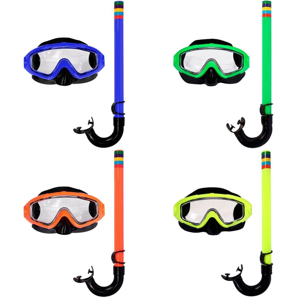 Kit Snorkel Caribe Máscara Vedação Ocular Ajustável Iniciante Lentes Cristalinas Bel