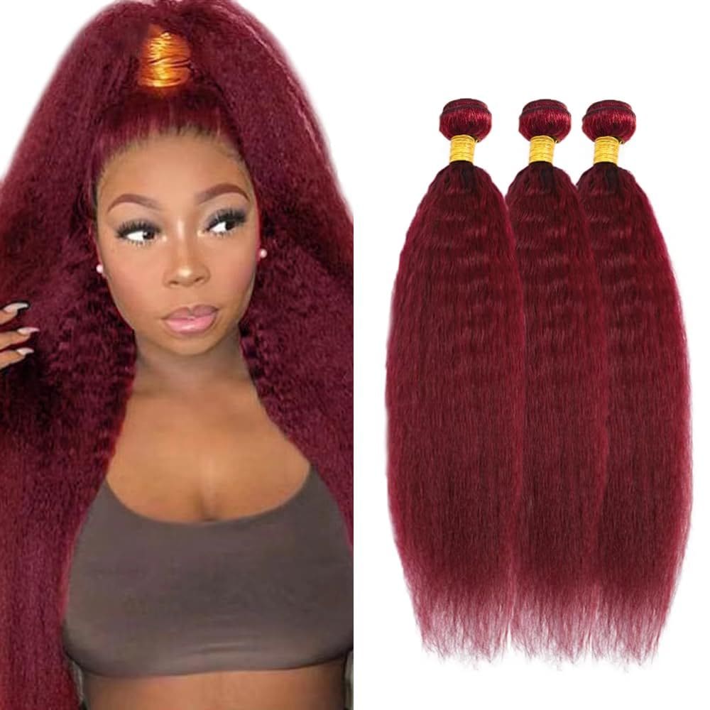Pacotes de cabelo Vinmdonm Burgundy 99J Yaki Straight 50-60cm