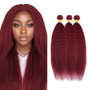 Pacotes de cabelo Vinmdonm Red Yaki e Brazilian Burgundy Yaki