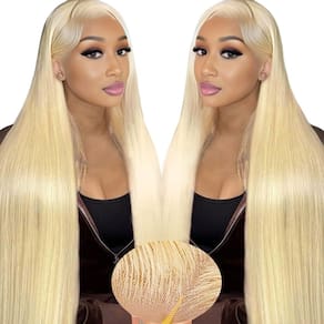 Peruca Tuziyi Blonde 613 Cabelo Humano Liso 220% Densidade 80cm