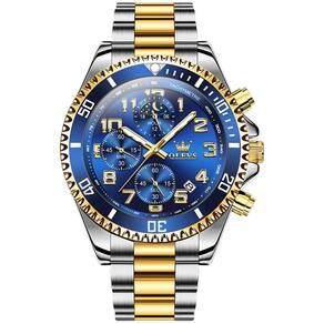 Relógio OLEVS Vestido masculino de luxo Moon Phase Stainless Steel