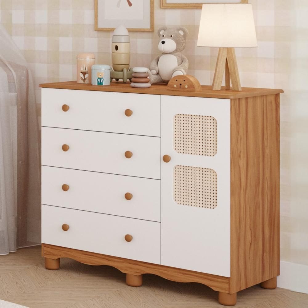 Cômoda Infantil Telinha 1 Porta 4 Gavetas 100% MDF