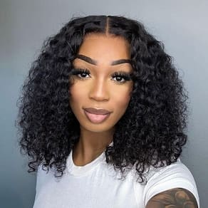 Peruca Superfect Bob 35 cm de profundidade, cabelo humano encaracolado, 180% de densidade