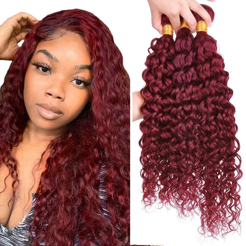 Pacotes de cabelo Vinmdonm Burgundy Water Wave 99J 50-60cm 3 pacotes