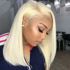 Peruca frontal de renda HALERP 613 Bob 25cm Cabelo humano 200% de densidade