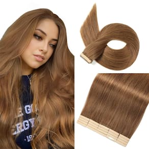 Fita adesiva em extensões de cabelo YNSNR Tawny Brown 50cm para mulheres