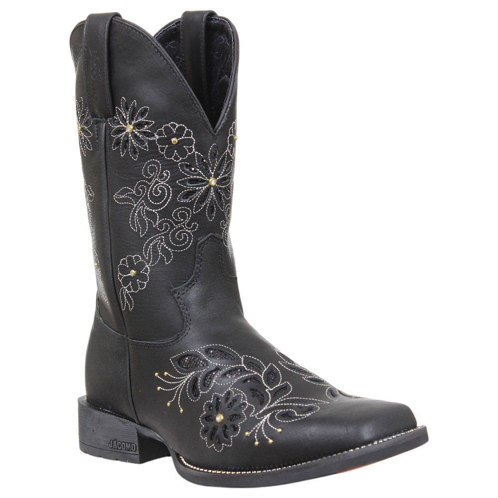 Bota Western Feminina com Bico Quadrado Preta Jácomo 38007