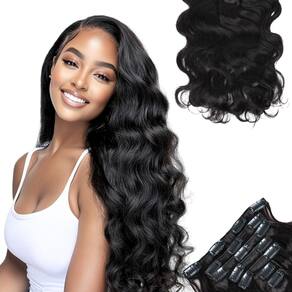 Extensões Clip In SIYUSI Body Wave 120 g 7 unidades 40 cm pretas