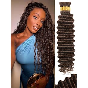 Cabelo trançado humano KULYMUWIG Castanho chocolate 22cm 100g x4
