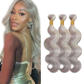 Pacotes de cabelo HuxoWax PGrey/613 Silver Body Wave 18cm 3x
