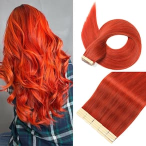 Fita adesiva em extensões de cabelo YNSNR Copper Red 50cm para mulheres