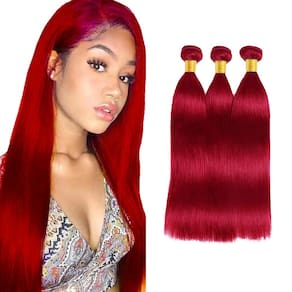 Pacotes de cabelo ZevPiul Bright Red Burgundy Straight 3x22cm