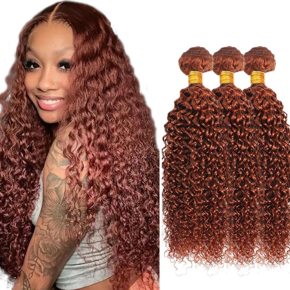 Pacotes de cabelo HuxoWax Brazilian Virgin Human 60-70 cm Cobre Vermelho