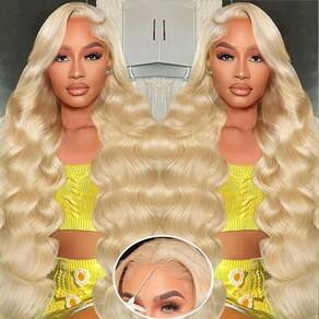 Peruca Rruaneal 613 Cabelo humano loiro 26 cm de renda frontal 200% densidade