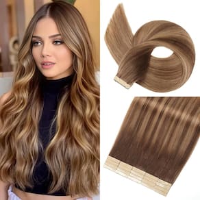 Fita adesiva em extensões de cabelo YNSNR Chocolate Brown to Caramel 20"