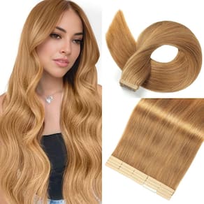 Fita adesiva em extensões de cabelo YNSNR Caramel Blonde 22 cm 20 unidades