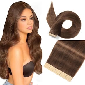 Fita adesiva em extensões de cabelo YNSNR Chocolate Brown 22 cm 20 unidades