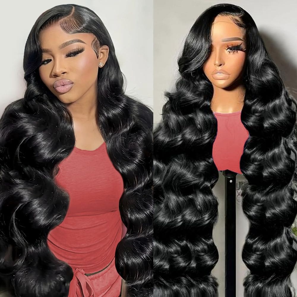 Peruca frontal de renda haha Body Wave 100% cabelo humano 20" para mulheres