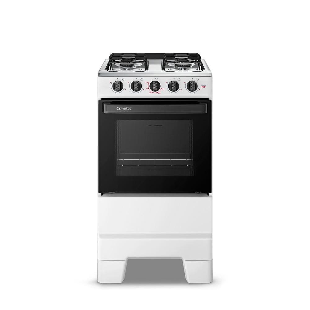 Fogão Esmaltec 4 Bocas Ideal Pop Mesa de Aço Inox Branco F4ISB Bivolt