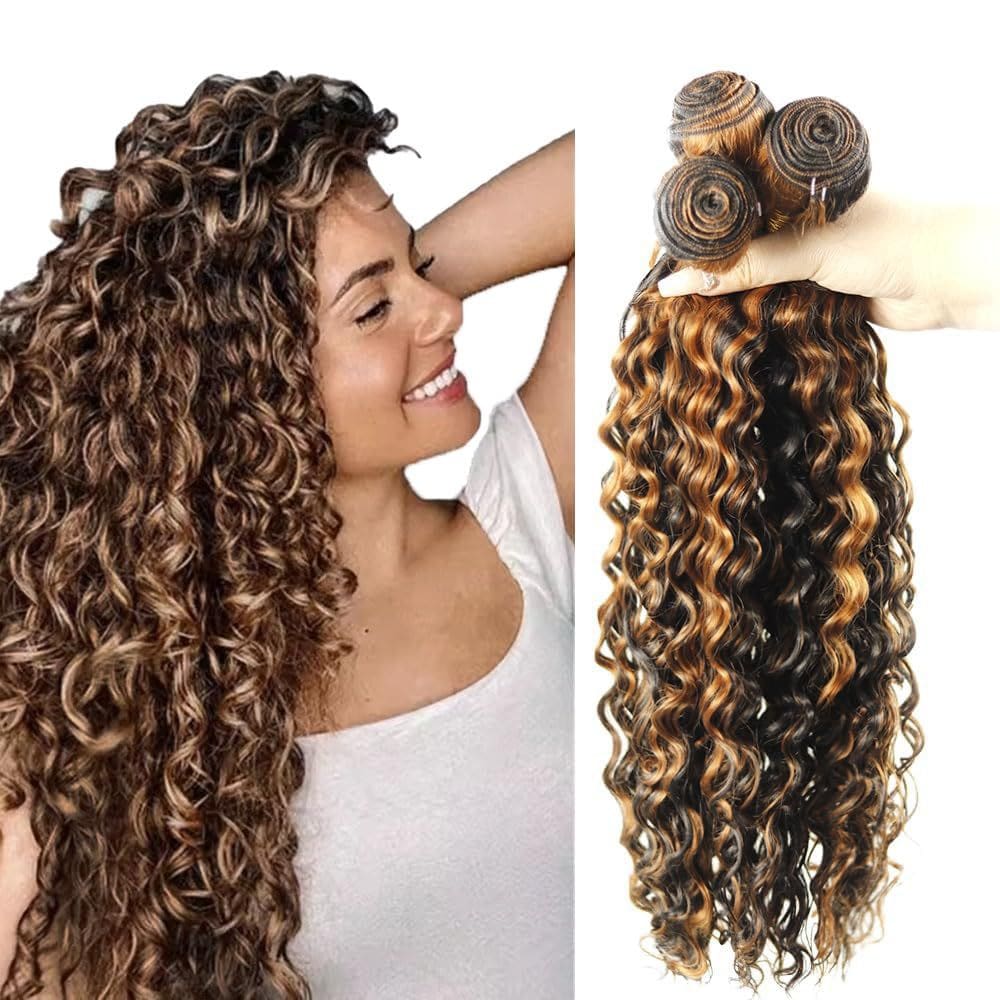 Pacotes de cabelo DiexRlamx Ombre Highlight Brown Deep Wave 30-40