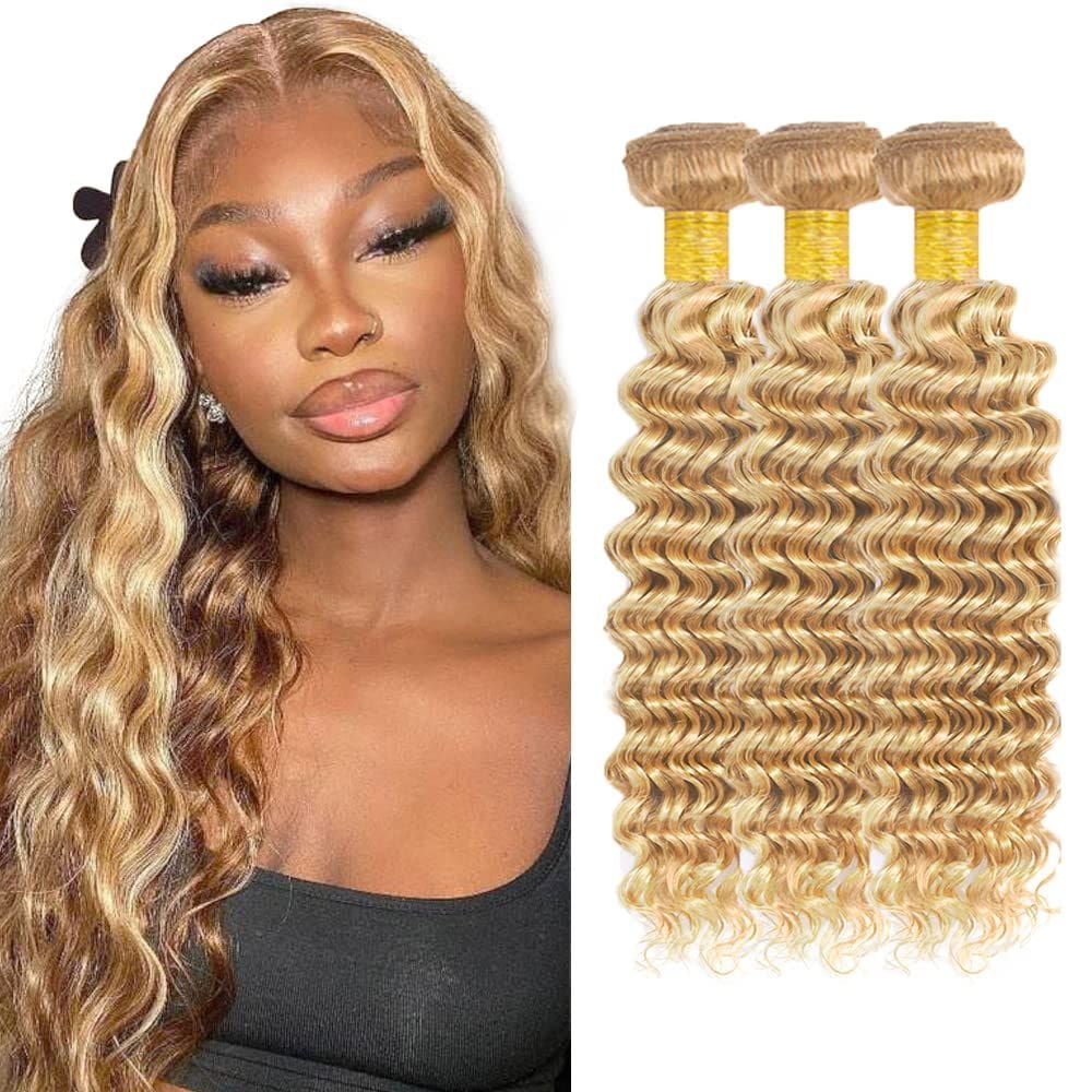 Pacotes de cabelo WuvusNM Blonde Deep Wave 300g 12 12 cm