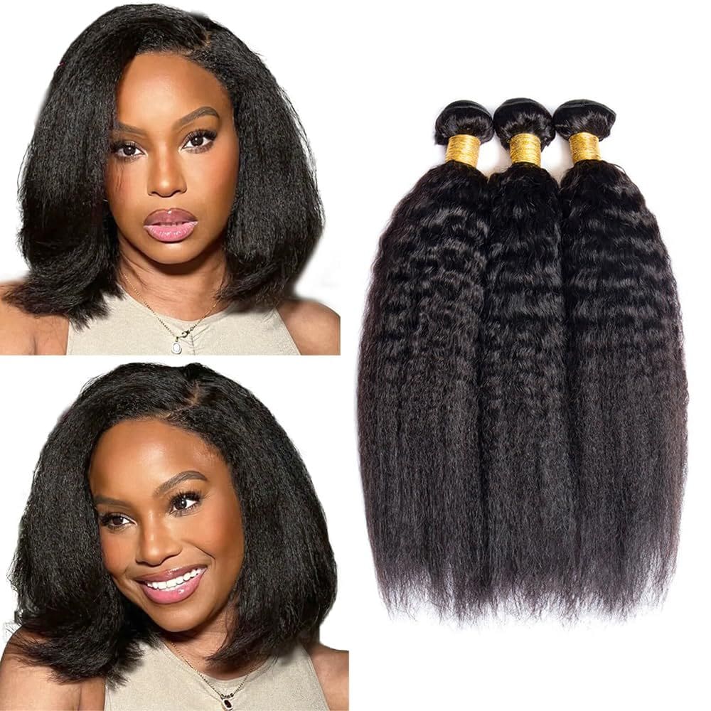 Pacotes de cabelo Wuvusnm Kinky Straight Brazilian Remy 30cm 3x