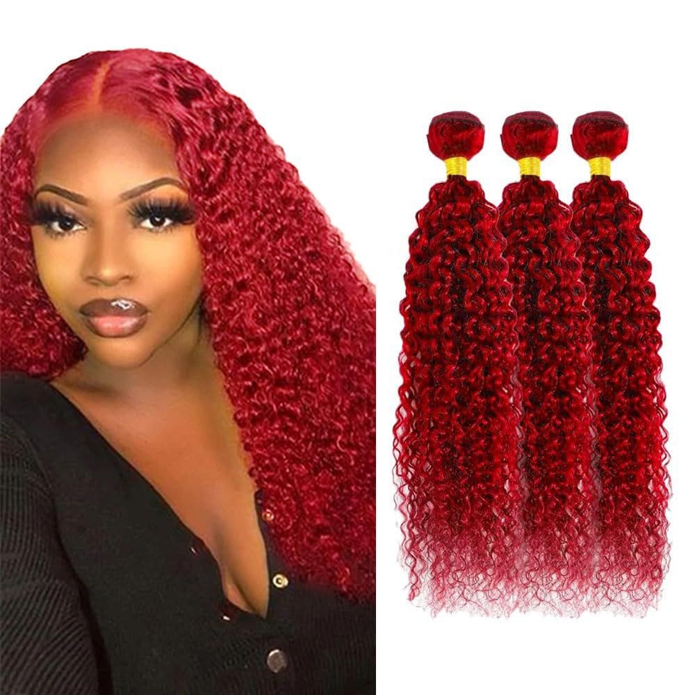 Extensões de cabelo DiexRlamx Red Kinky Curly 35-45cm 300g 8A