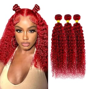 Pacotes de cabelo DiexRlamx Burgundy Kinky Curly 35cm Brazilian