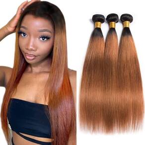 Pacotes de cabelo Leruikair Straight 20cm 25cm 30cm Omber T1B/30