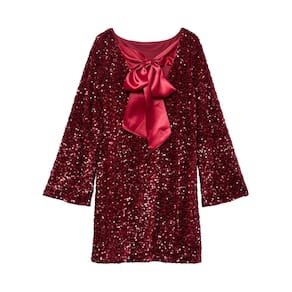 Minivestido HOCANDY Sparkly Sparkly Sequin, manga comprida, sem encosto, vermelho