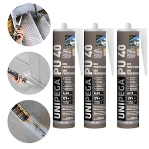 Kit 3 Cola Selante PU40 Poliuretano Cinza 400g Profissional Adesivo Vedação Alta Resistência Madeira Vidro Metal