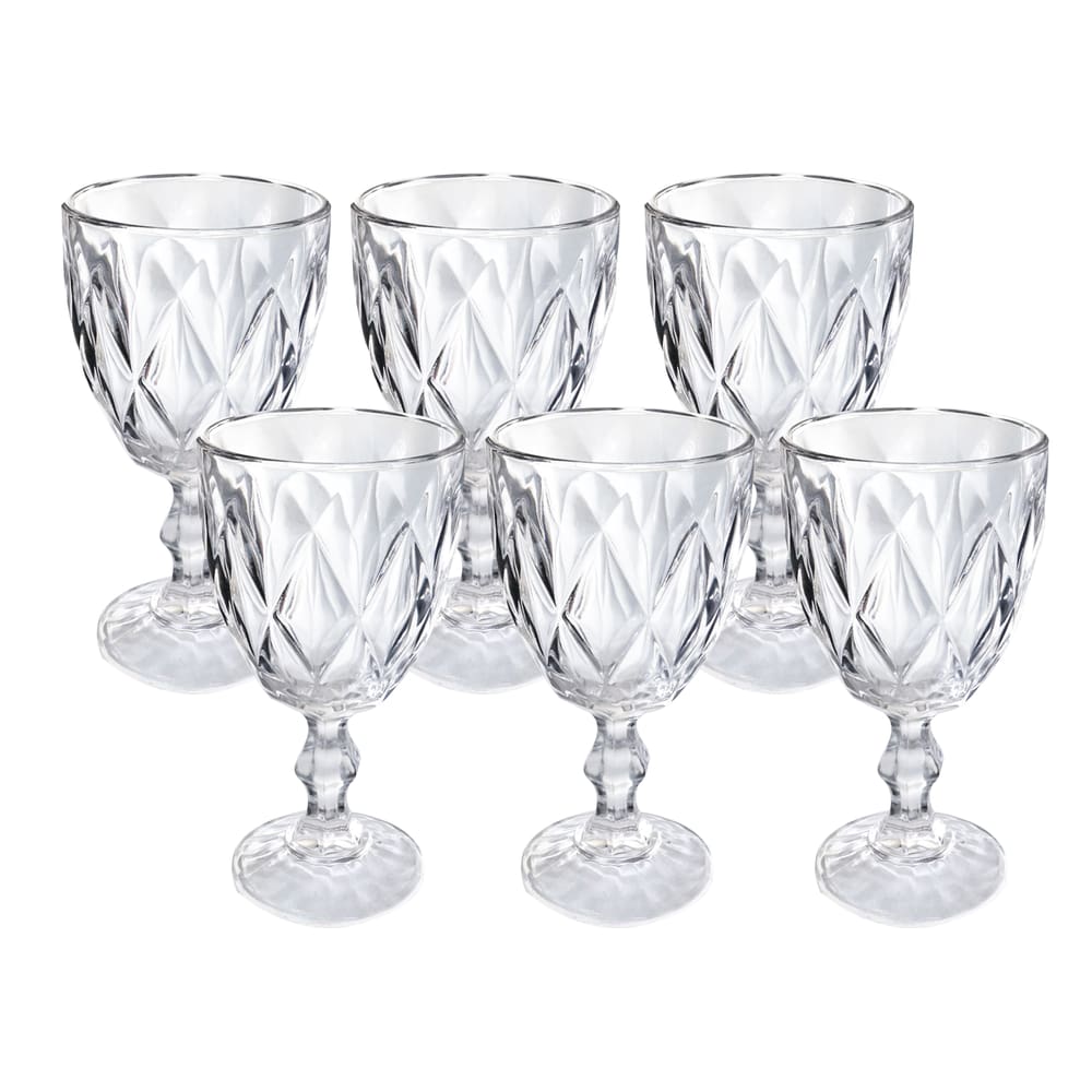 Jogo de Taças de Vidro Transparente 330ml 6 Peças Diamond