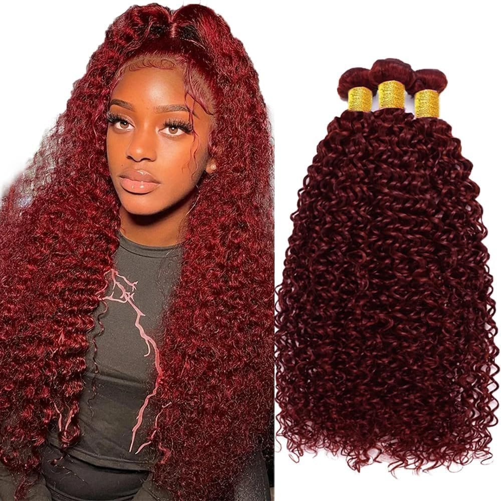 Pacotes de cabelo Leruikair Deep Wave 20 25 30cm Burgundy 99J