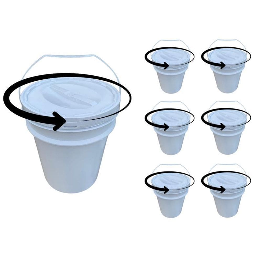 Balde Para Balas 20L Tampa De Rosquear - Kit 6 Pçs