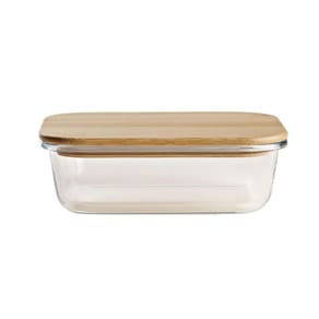 Pote Retangular Vidro e Bambu 630ml - A\CASA