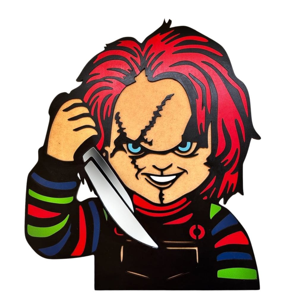 Placa Decorativa Boneco Chucky, Decoração MDF, 40 cm