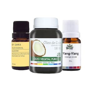 Óleos Para Crescimento Capilar - Alecrim, Ylang Ylang e Coco (Protocolo Brilho e Vida)
