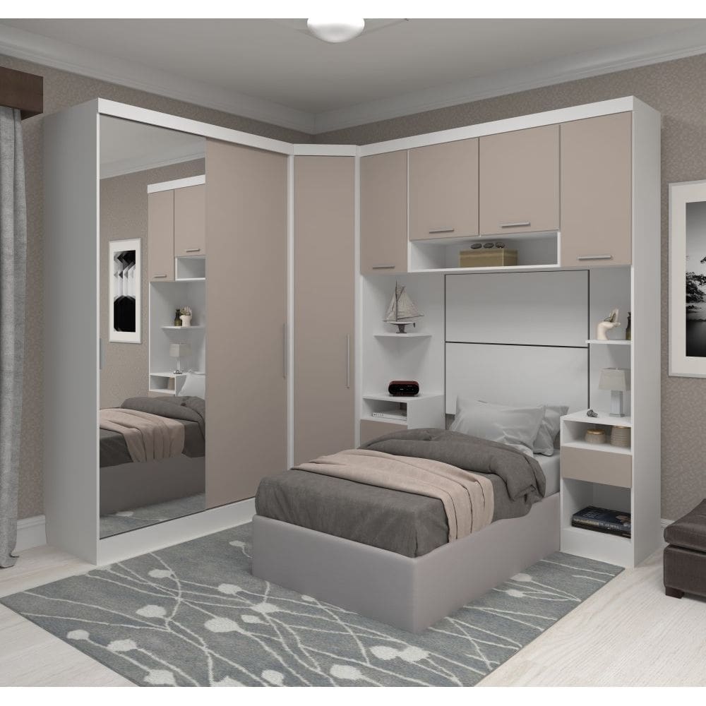Guarda Roupa Dormitório Modulado Alpes Solteiro Espelho Porta Correr - Luciane M01E