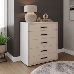 Cômoda 5 Gavetas Móveis 104,2cm 90cm 46cm Valência Branco/Creme