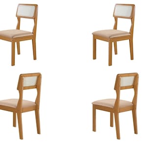 Kit 4 Cadeiras para Sala de Jantar Ágata Castanho Cinamomo /Bege