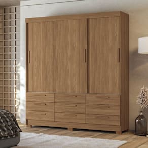 Guarda-roupa 3 Portas de Correr 9 Gavetas Morretes Jatoba