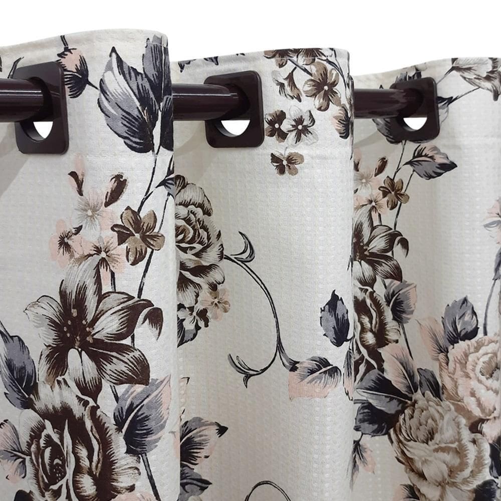 Cortina Varão Tecido Piquet Floral 2,00X1,20 Sala Quarto