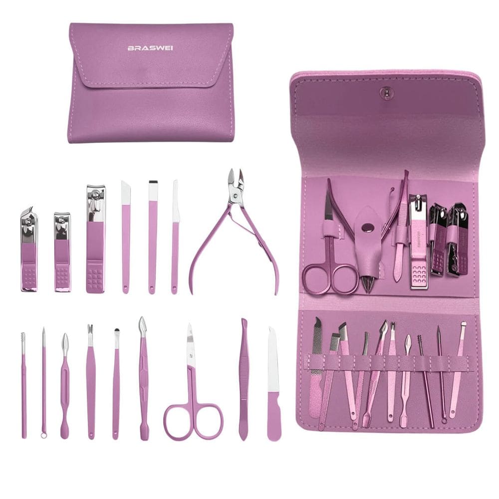 Kit Manicure 16 Peças Bolsa Dobrável [Roxo]
