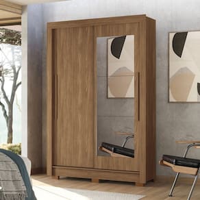Guarda-roupa 2 Portas Correr 2 Gavetas com Espelho Lapa Jatoba