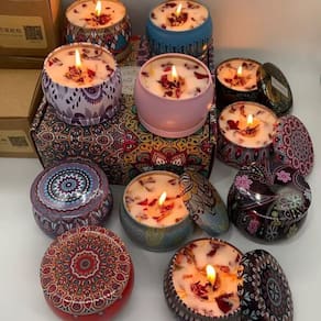 Kit 5 Super Velas Aromaticas Perfumada Cera Coco Lata