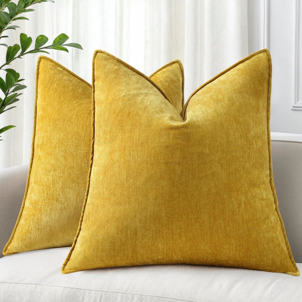 Capas de almofada DecoruHome Chenille 24x24cm amarelo mineral