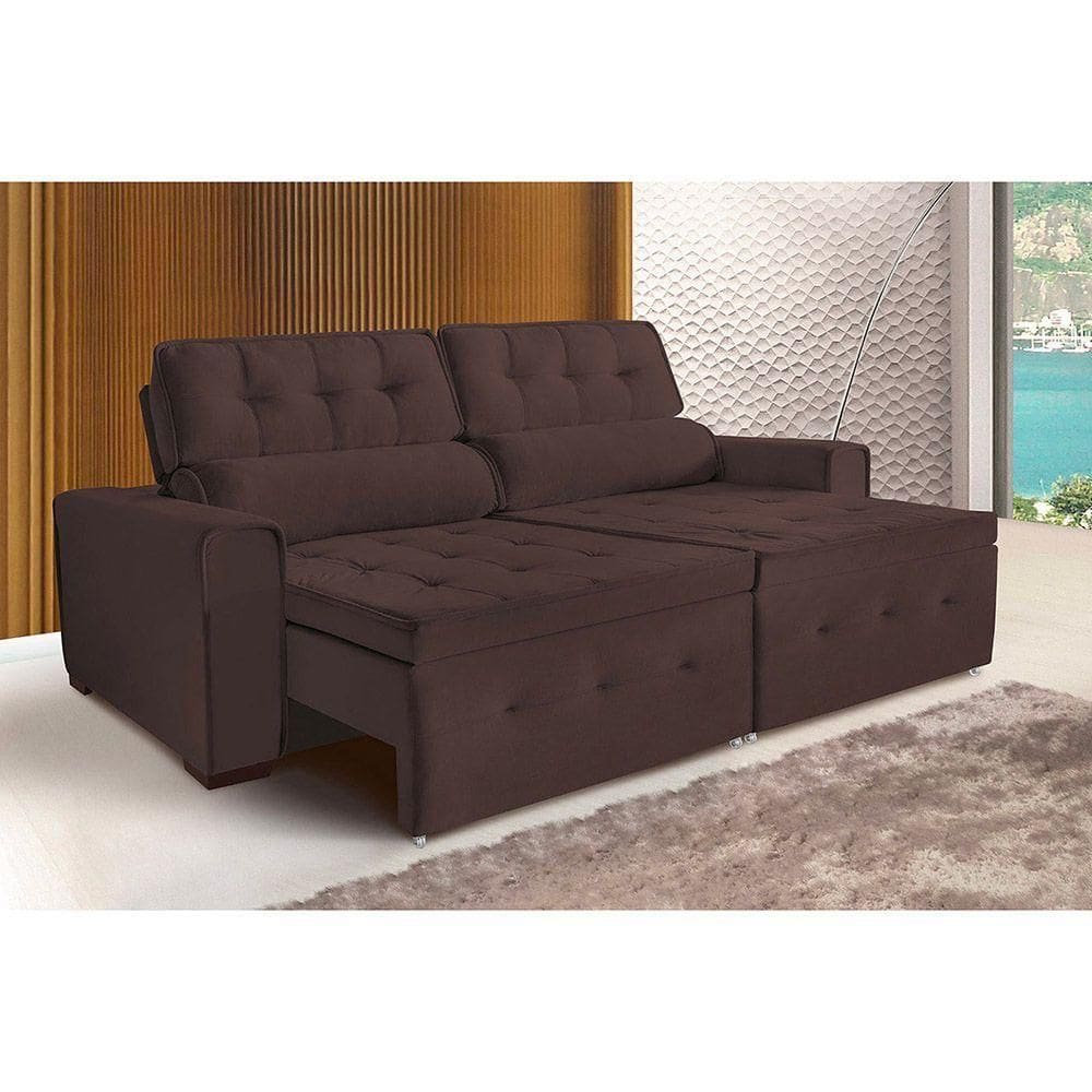 Sofá Dallas 5 Lugares 2,50cm Retrátil E Reclinável - De Casa Décor E Estofados Marrom